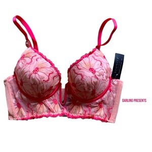 YOUMITA LACE BALCONETTE LONGLINE BRA WOMEN COLOR PINK SIZE 34B